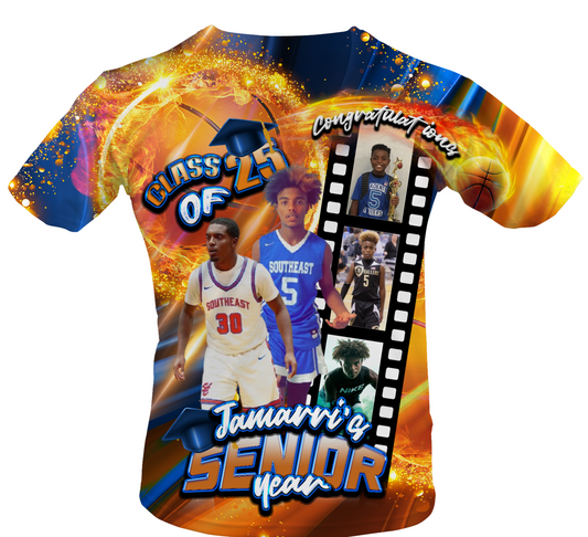 Custom Senior Graduation Basketball T-Shirt – Class of 2025 | Full-Print Personalized Tee