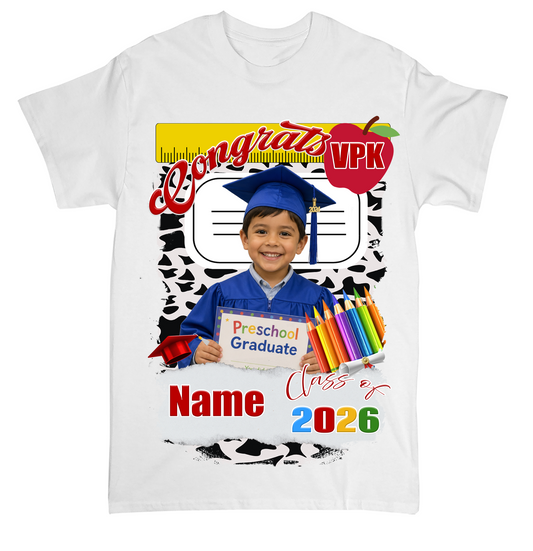 Custom VPK Graduation Shirt 2026 – Preschool Graduate Photo Tee – Personalized Kids Graduation Shirt – Class of 2026