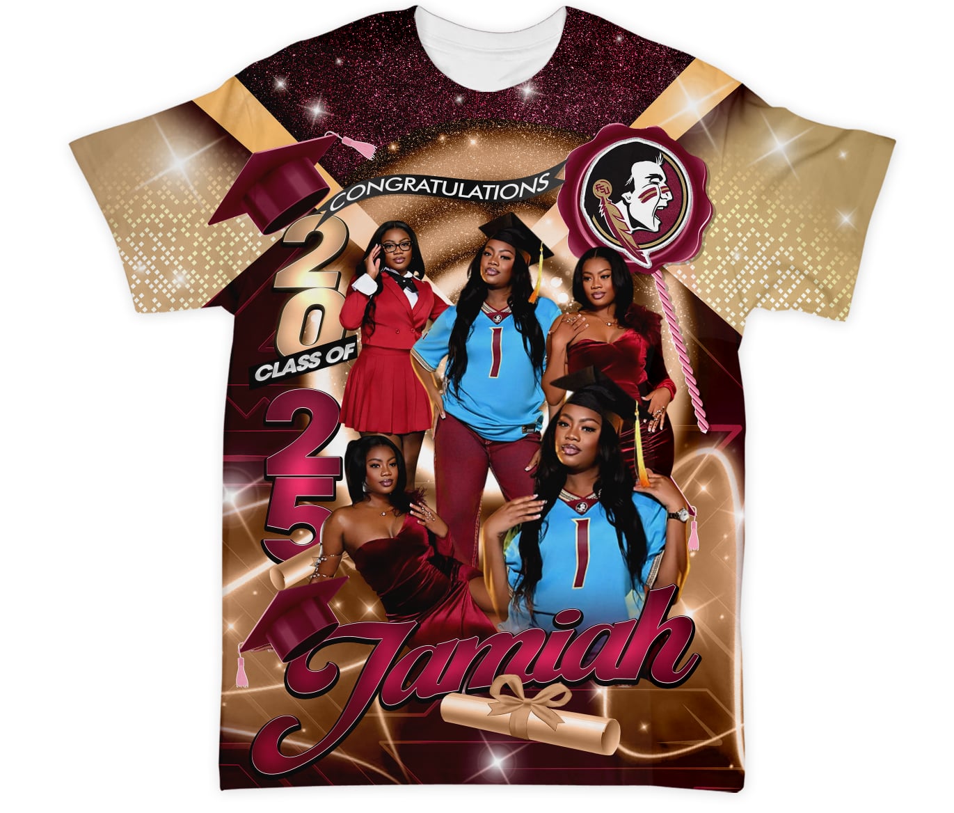All over Graduation Shirt- FSU